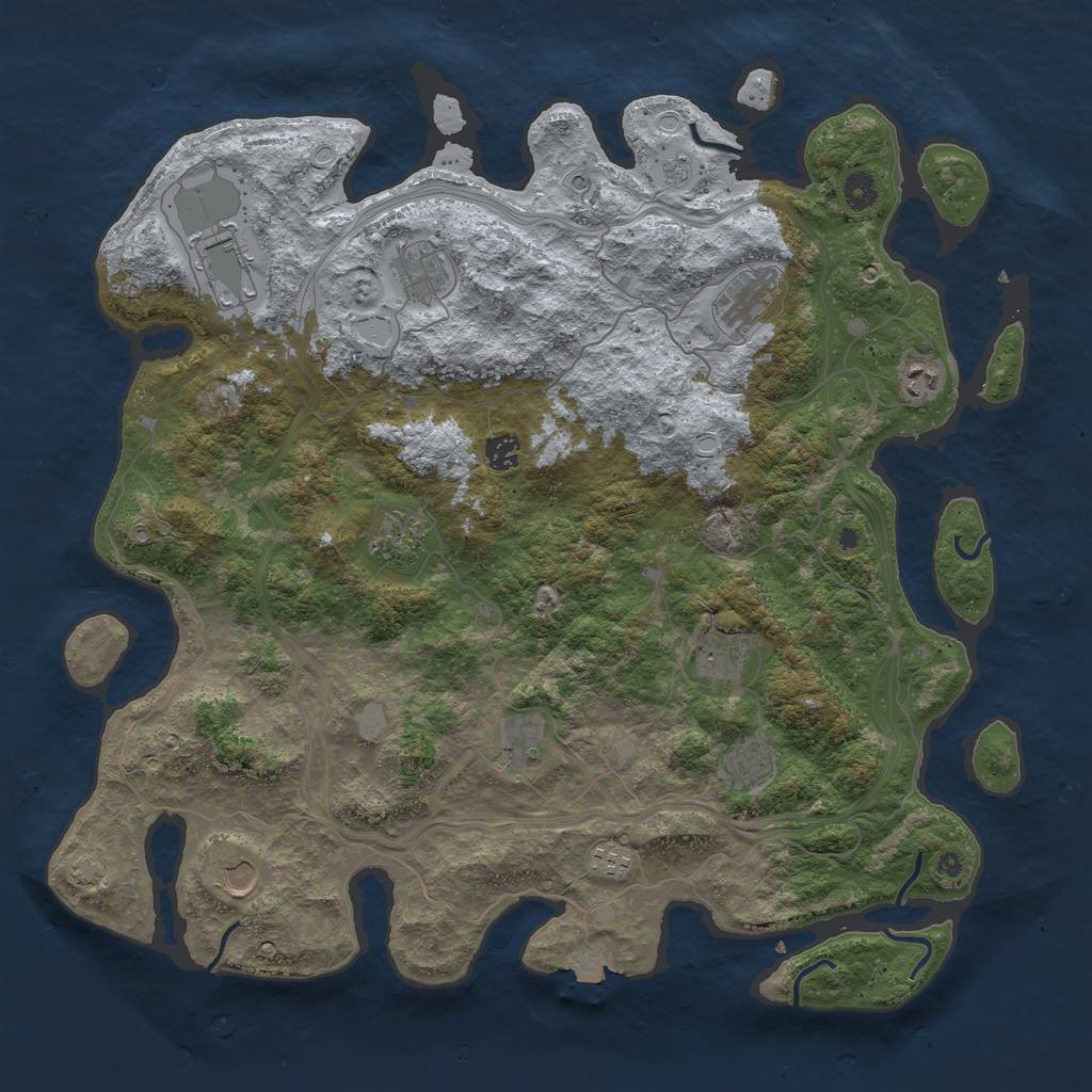 Rust Map: Procedural Map, Size: 4500, Seed: 1676472461, 17 Monuments