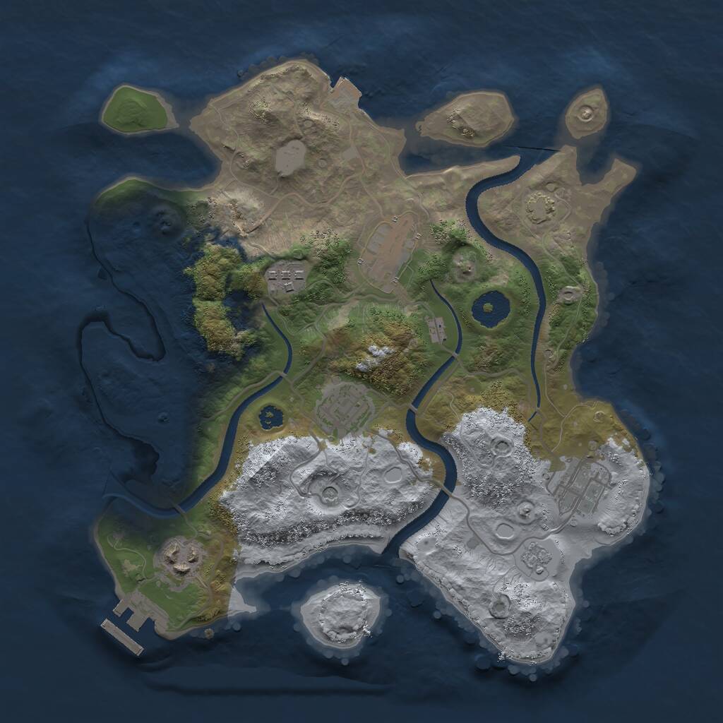 Rust Map: Procedural Map, Size: 3000, Seed: 69483, 10 Monuments