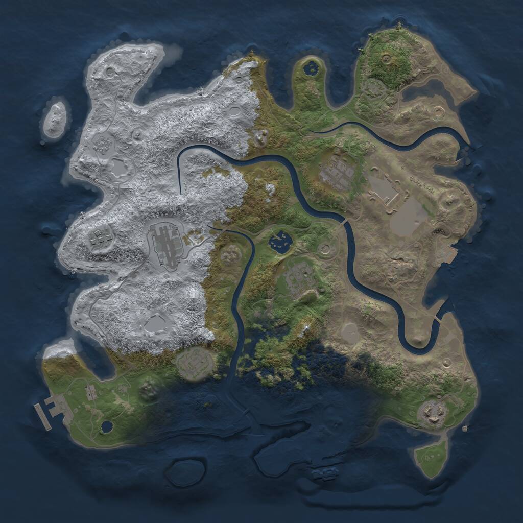 Rust Map: Procedural Map, Size: 3600, Seed: 712574, 14 Monuments