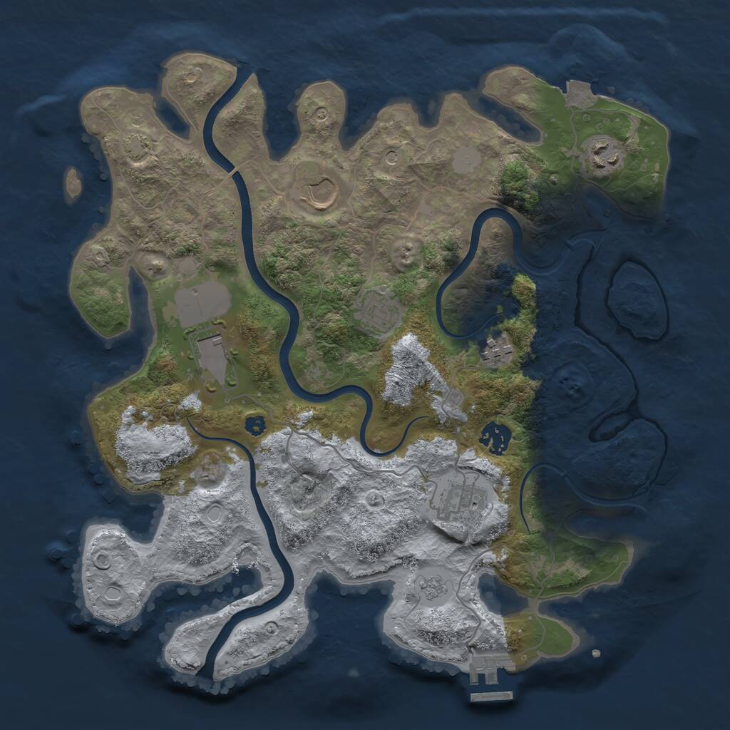 Rust Map: Procedural Map, Size: 3500, Seed: 1569057455, 12 Monuments