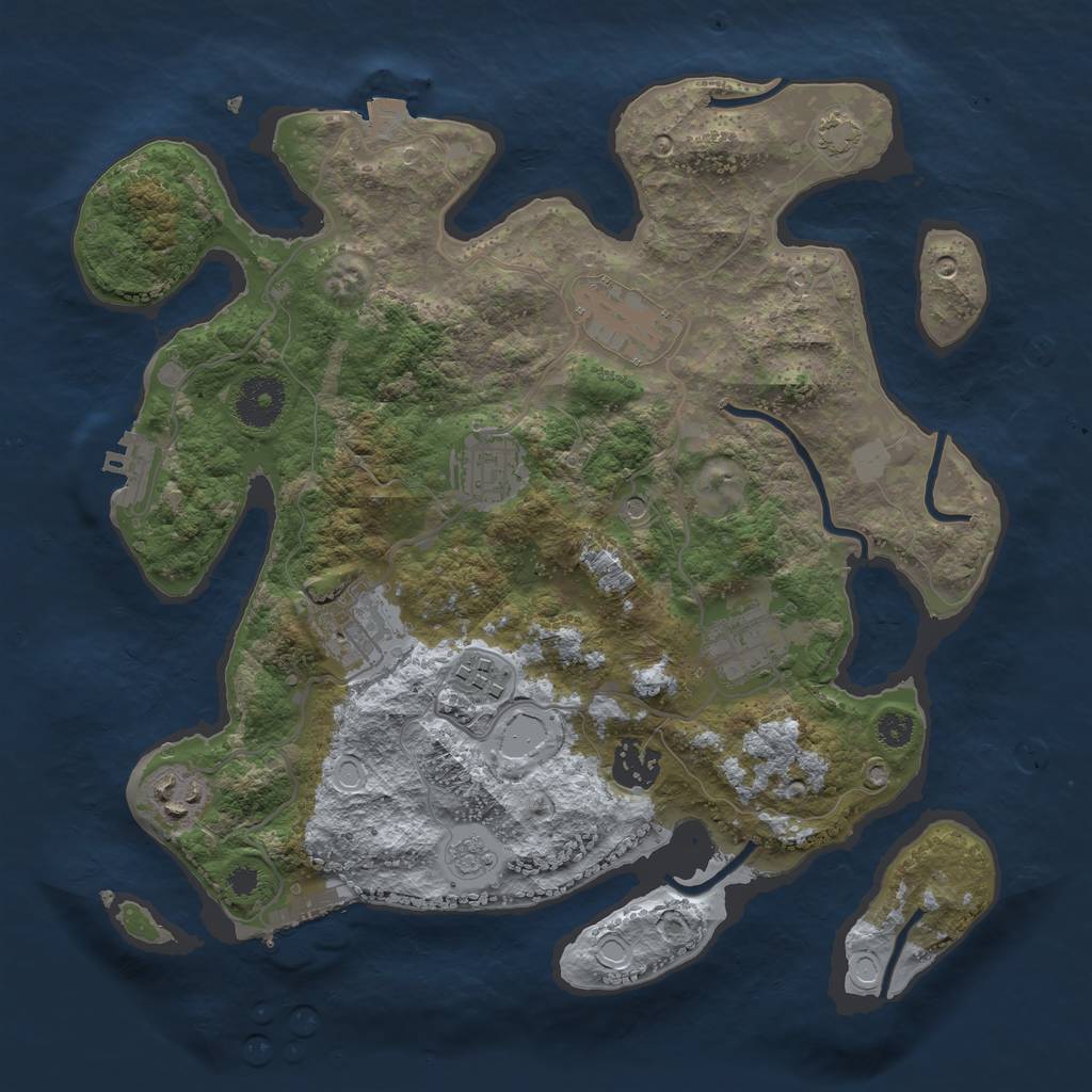 Rust Map: Procedural Map, Size: 3250, Seed: 1092052426, 15 Monuments