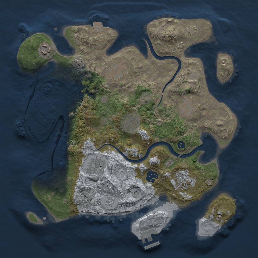 Rust Map: Procedural Map, Size: 3250, Seed: 1092052426, 14 Monuments
