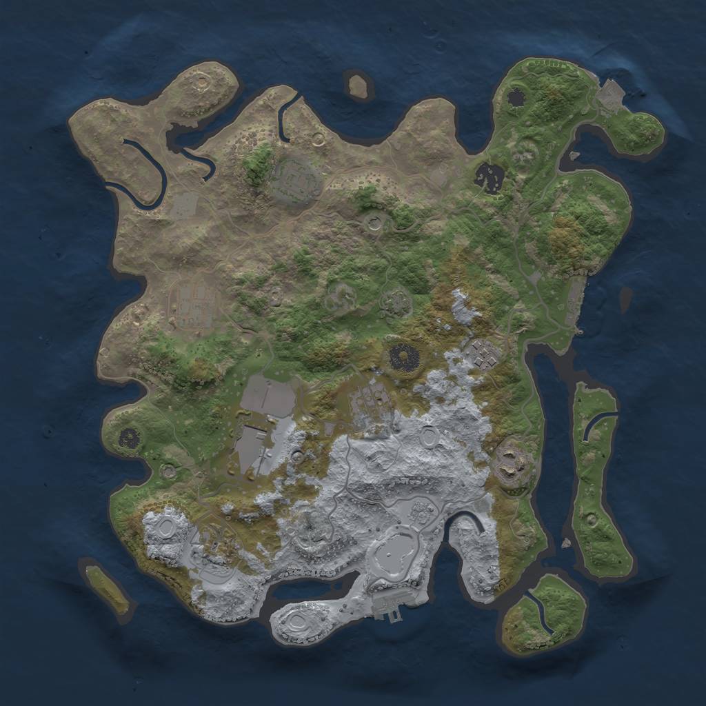 Rust Map: Procedural Map, Size: 3500, Seed: 1809652982, 16 Monuments