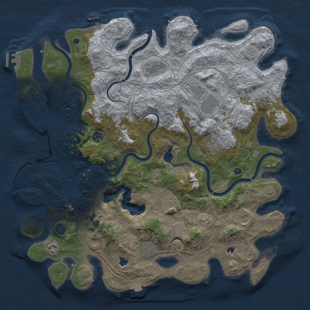 Rust Map: Procedural Map, Size: 4500, Seed: 356241851, 16 Monuments