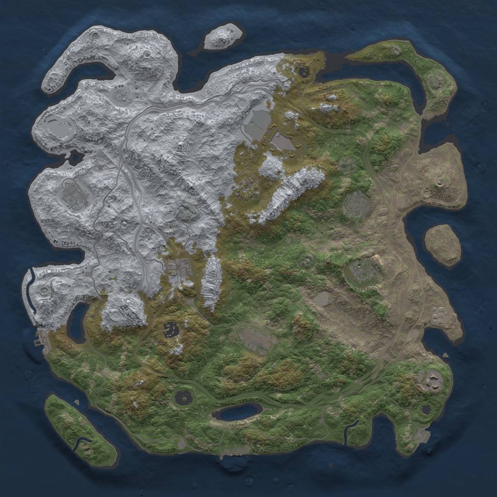 Rust Map: Procedural Map, Size: 4500, Seed: 2111474738, 18 Monuments