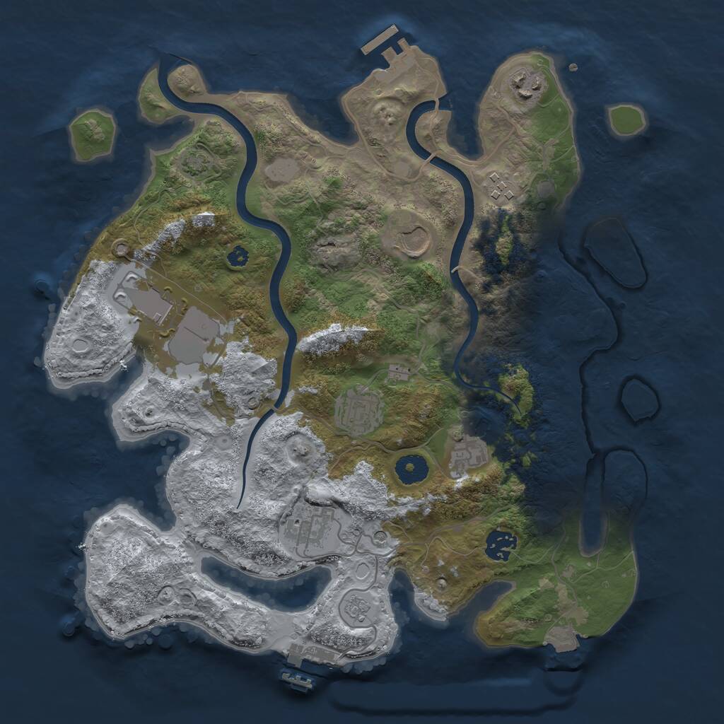 Rust Map: Procedural Map, Size: 3500, Seed: 932023, 14 Monuments
