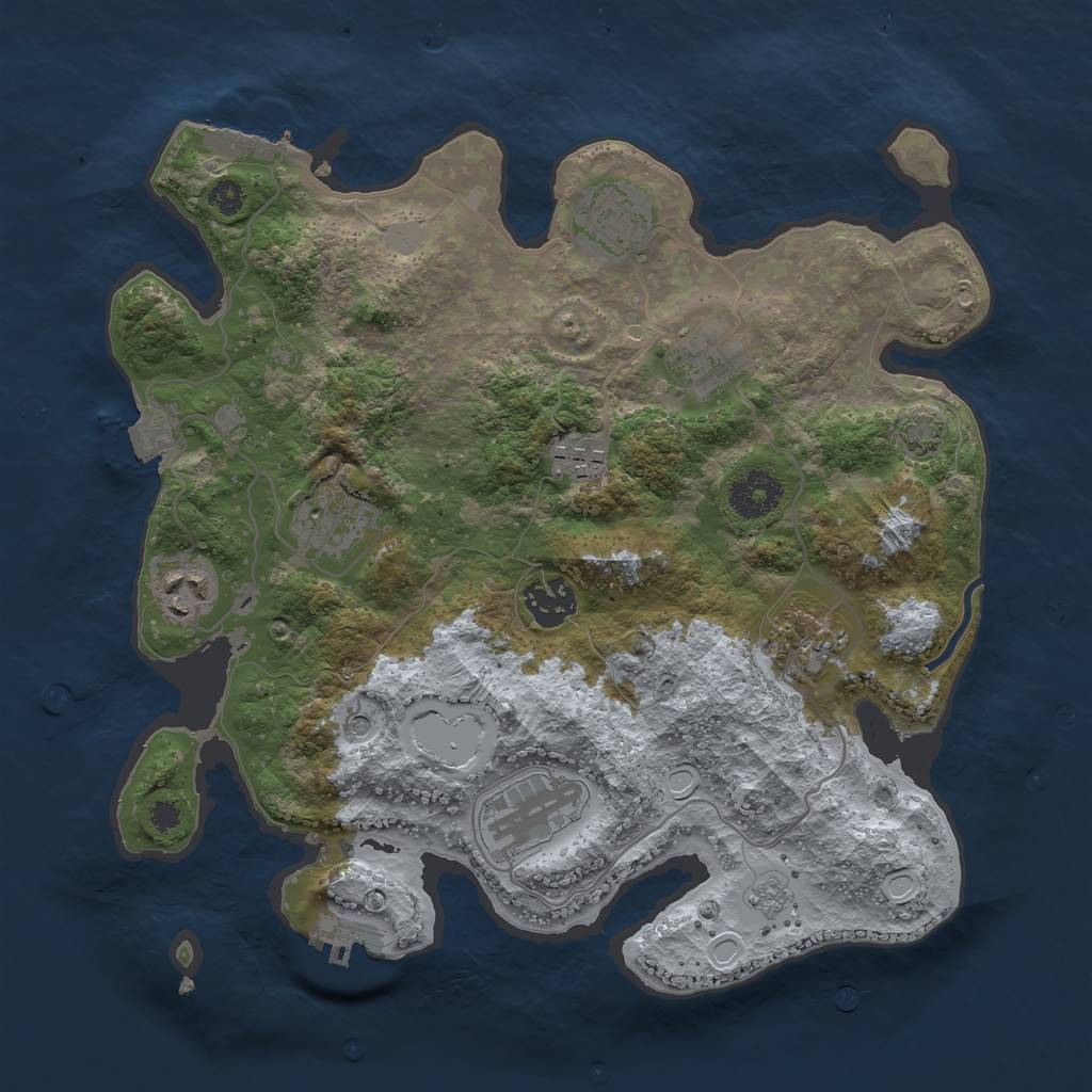 Rust Map: Procedural Map, Size: 3250, Seed: 1493539696, 16 Monuments