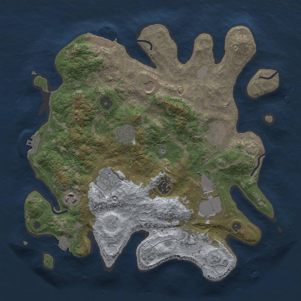 Rust Map: Procedural Map, Size: 3500, Seed: 914997863, 17 Monuments