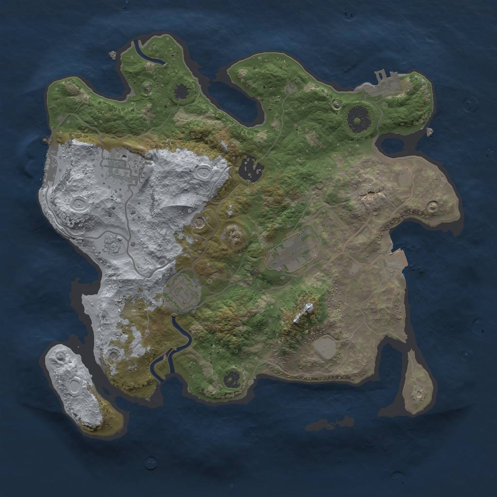 Rust Map: Procedural Map, Size: 3000, Seed: 1199478917, 11 Monuments