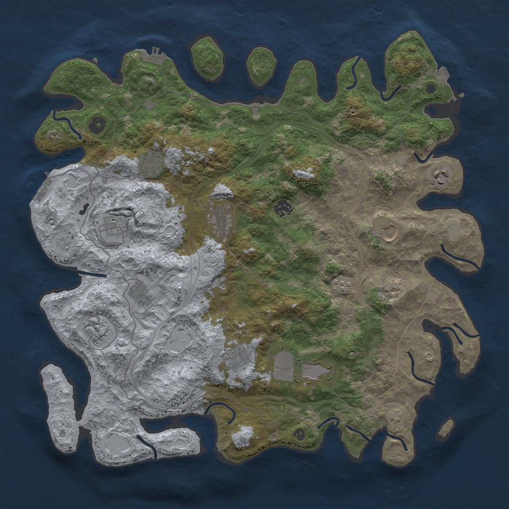 Rust Map: Procedural Map, Size: 4500, Seed: 765465213, 19 Monuments