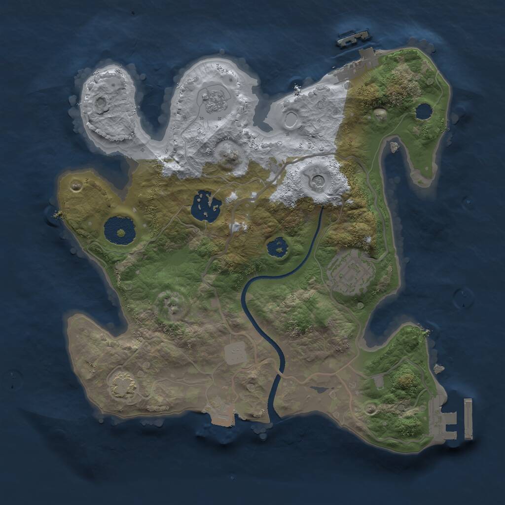 Rust Map: Procedural Map, Size: 2500, Seed: 5432, 8 Monuments