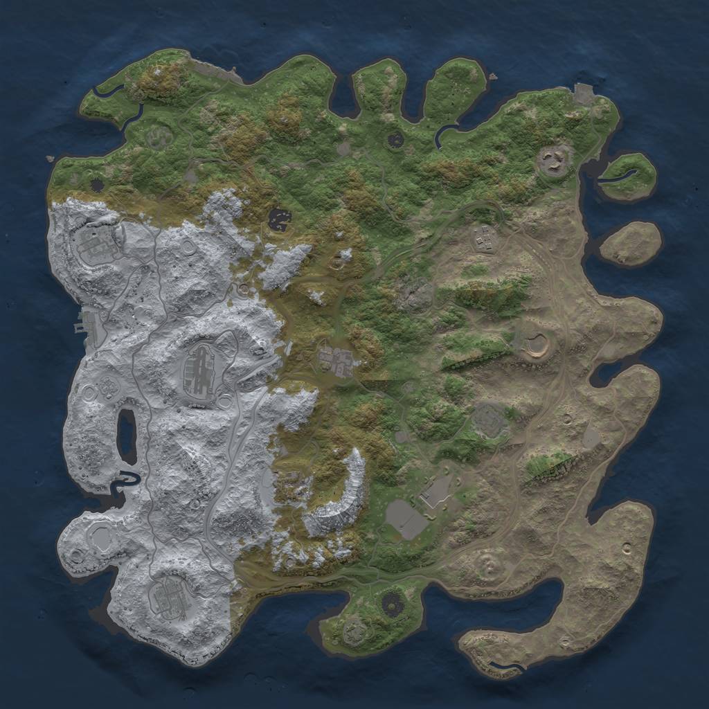 Rust Map: Procedural Map, Size: 4500, Seed: 437577314, 19 Monuments