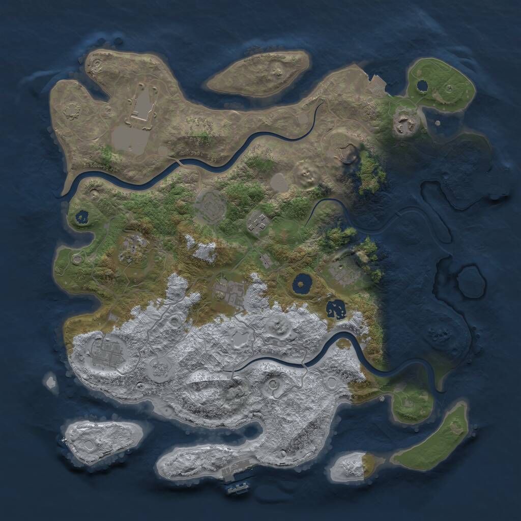 Rust Map: Procedural Map, Size: 3850, Seed: 74952699, 16 Monuments