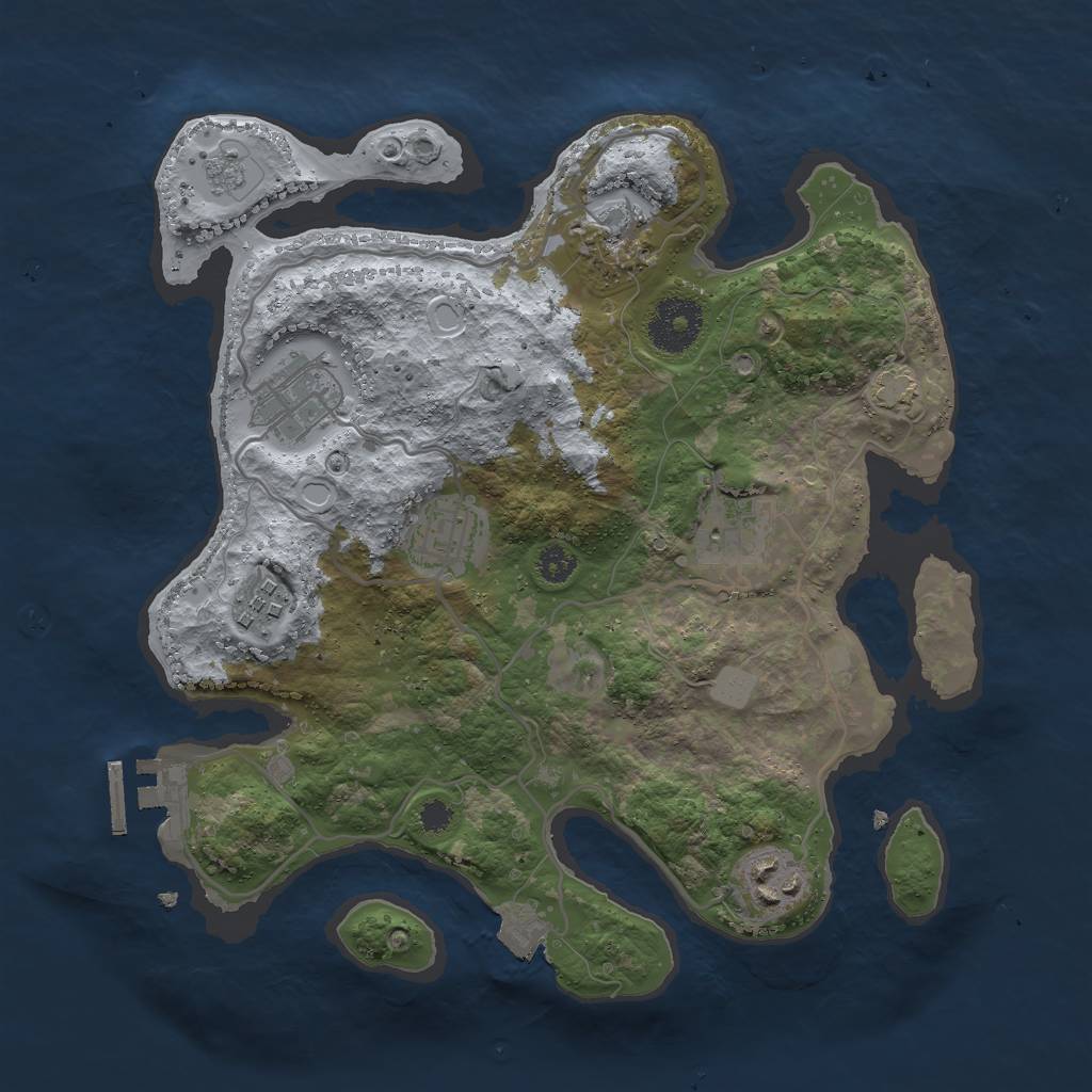 Rust Map: Procedural Map, Size: 3000, Seed: 540839255, 12 Monuments