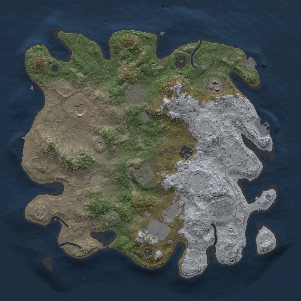 Rust Map: Procedural Map, Size: 3500, Seed: 58532, 16 Monuments