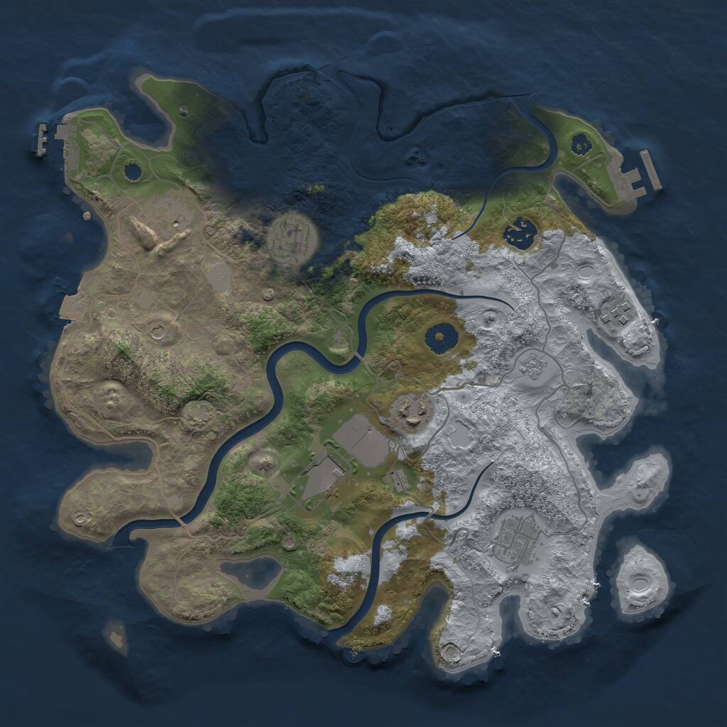 Rust Map: Procedural Map, Size: 3500, Seed: 58532, 13 Monuments