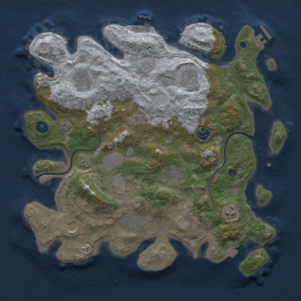 Rust Map: Procedural Map, Size: 3700, Seed: 60961350, 15 Monuments