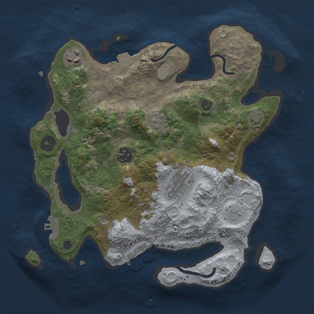 Rust Map: Procedural Map, Size: 3000, Seed: 1531254313, 12 Monuments