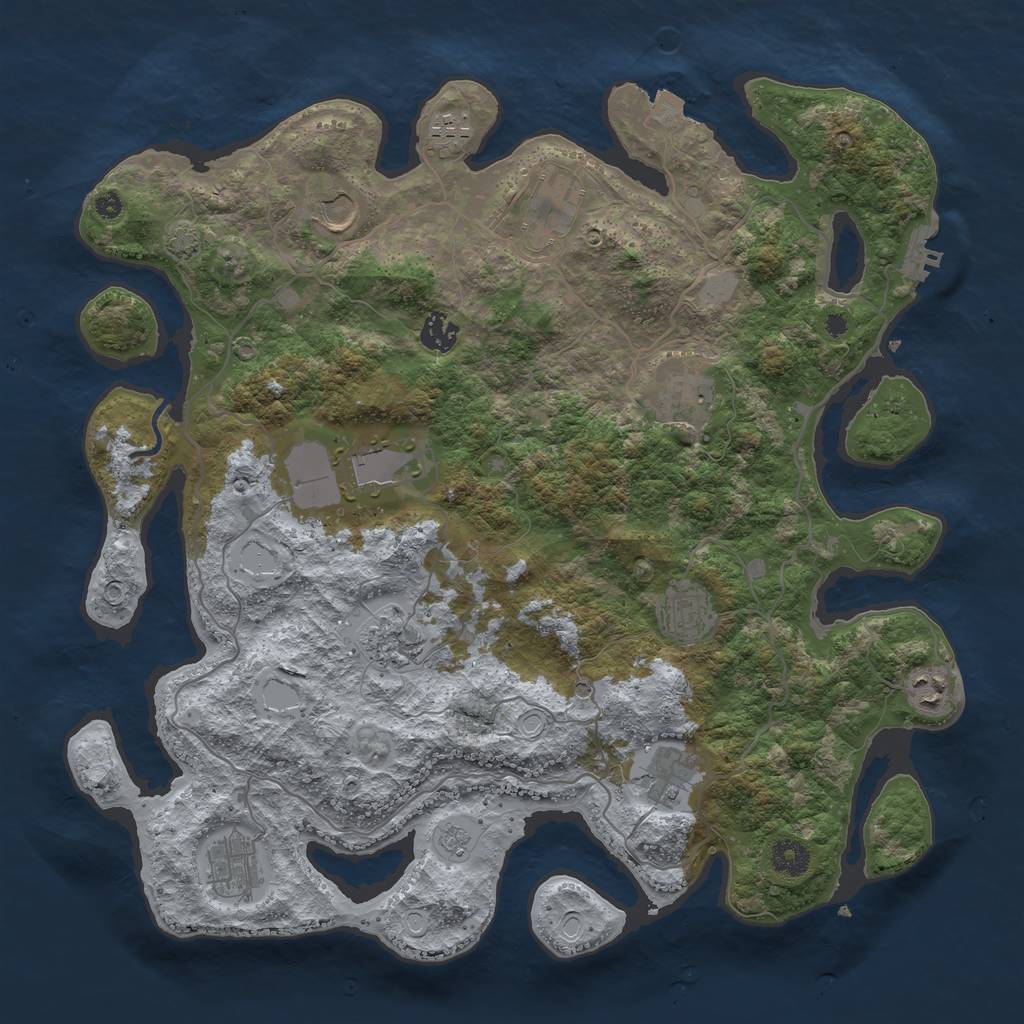 Rust Map: Procedural Map, Size: 4000, Seed: 733085851, 18 Monuments