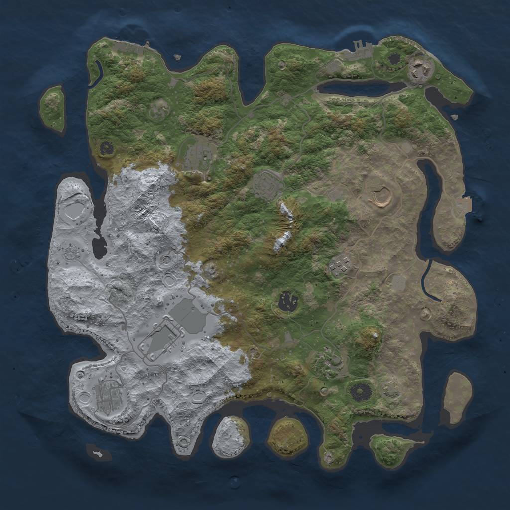 Rust Map: Procedural Map, Size: 3800, Seed: 284869575, 17 Monuments
