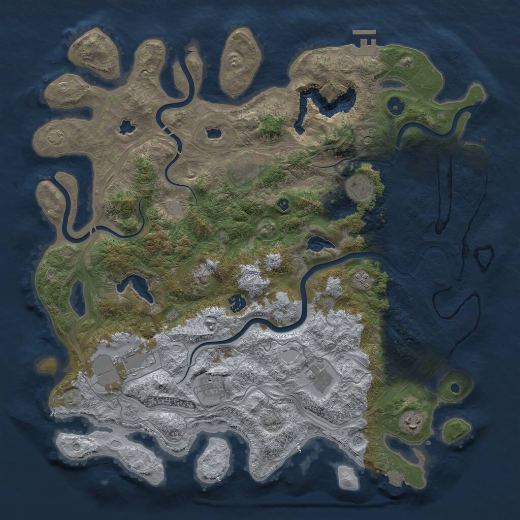 Rust Map: Procedural Map, Size: 4500, Seed: 108499417, 14 Monuments