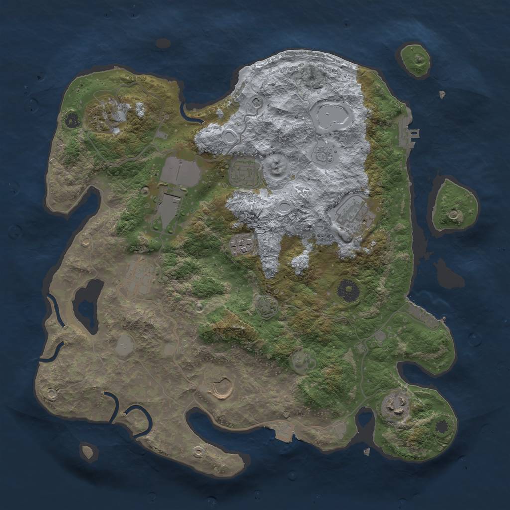 Rust Map: Procedural Map, Size: 3500, Seed: 46610141, 16 Monuments