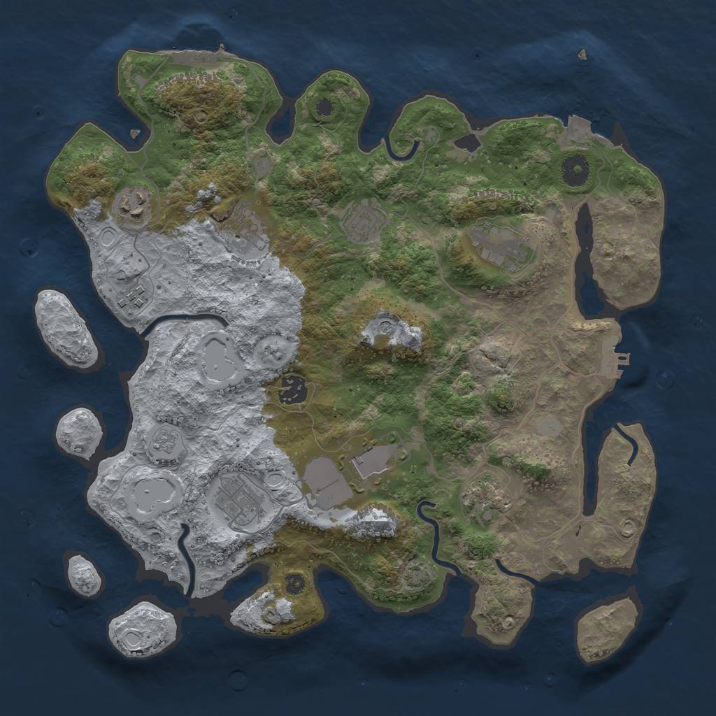 Rust Map: Procedural Map, Size: 3600, Seed: 96050118, 17 Monuments