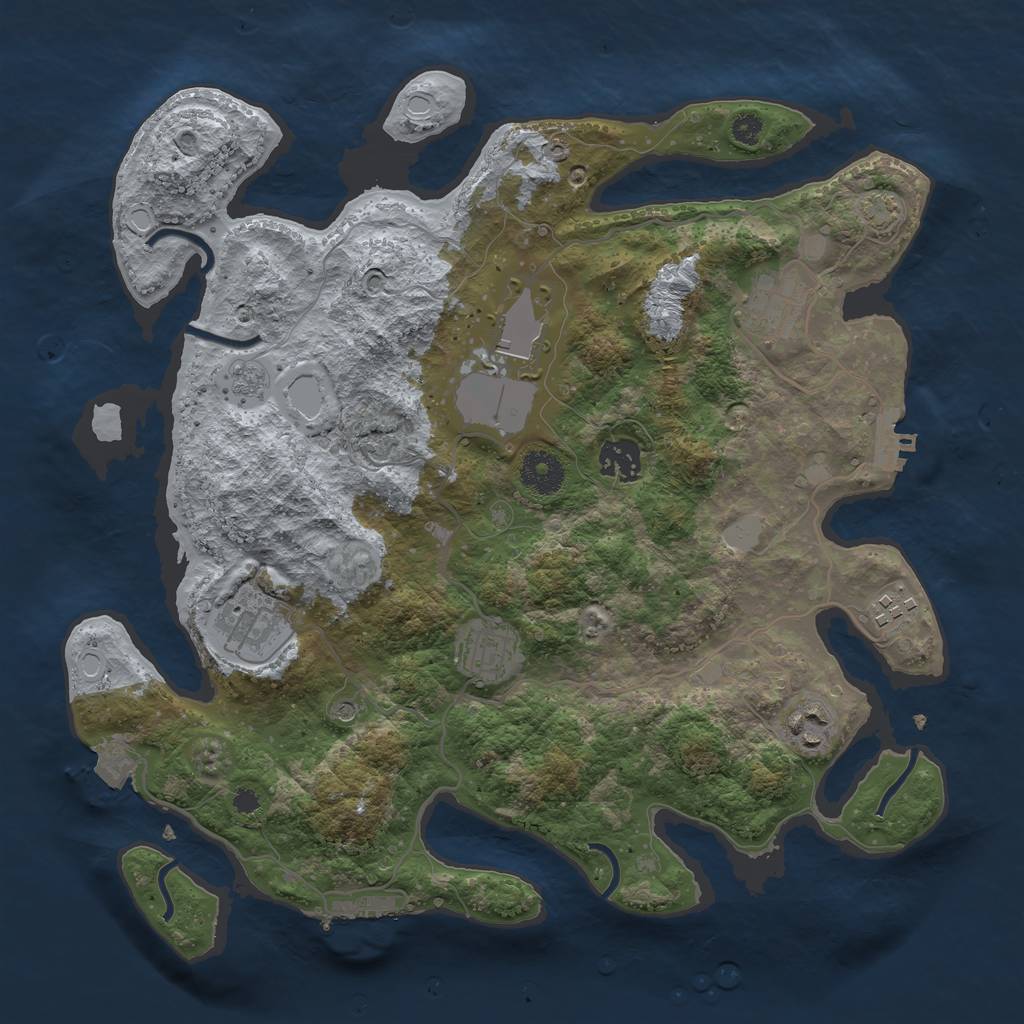Rust Map: Procedural Map, Size: 3500, Seed: 2043744887, 15 Monuments