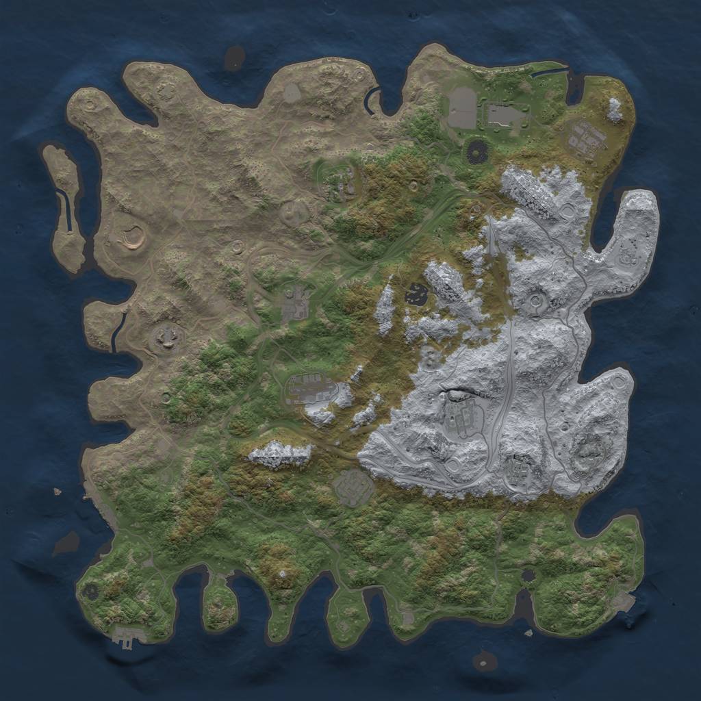 Rust Map: Procedural Map, Size: 4500, Seed: 427860334, 19 Monuments