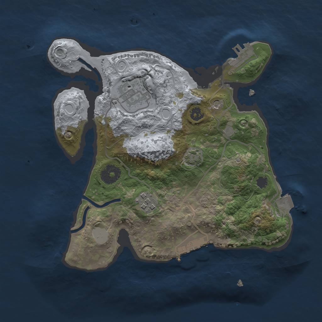 Rust Map: Procedural Map, Size: 2500, Seed: 800984260, 9 Monuments