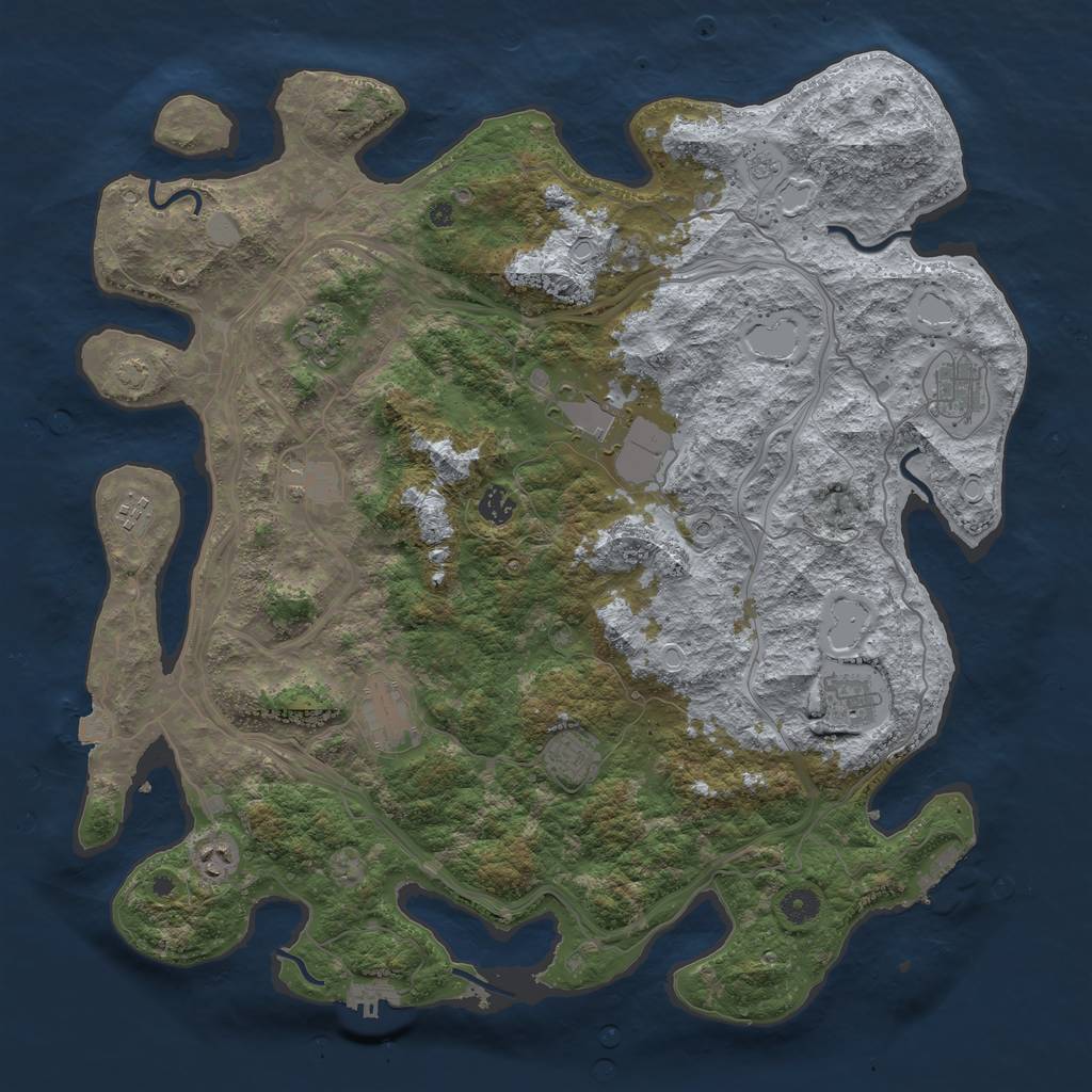 Rust Map: Procedural Map, Size: 4500, Seed: 1246733168, 18 Monuments