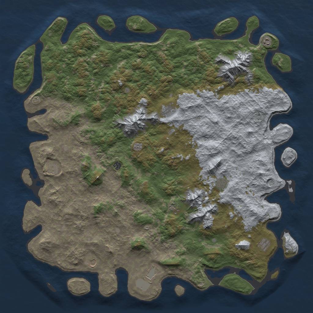 Rust Map: Barren, Size: 6000, Seed: 406967268, 14 Monuments