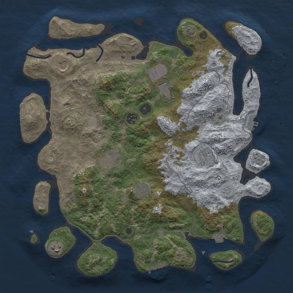 Rust Map: Procedural Map, Size: 4000, Seed: 1360540224, 16 Monuments