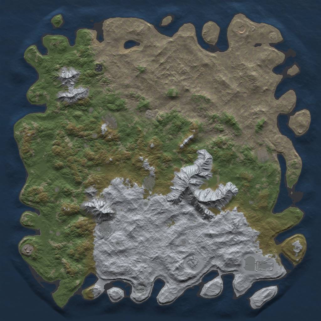 Rust Map: Barren, Size: 6000, Seed: 1131025147, 14 Monuments