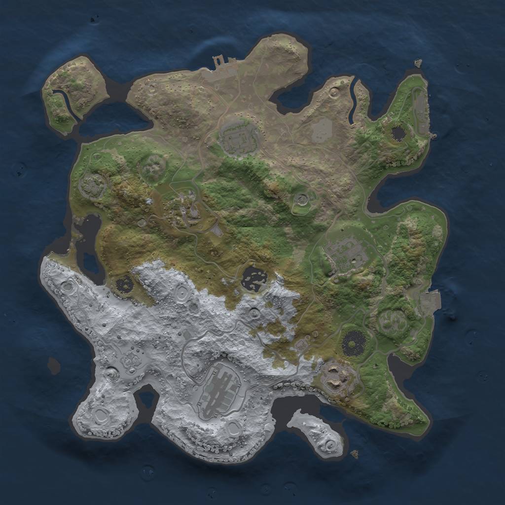 Rust Map: Procedural Map, Size: 3000, Seed: 783774634, 14 Monuments