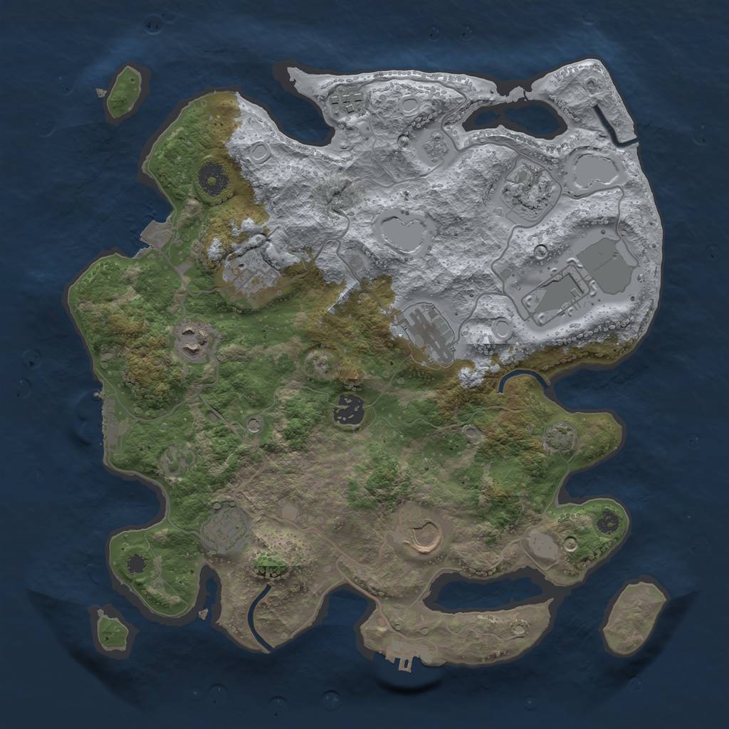 Rust Map: Procedural Map, Size: 3500, Seed: 8657735, 17 Monuments