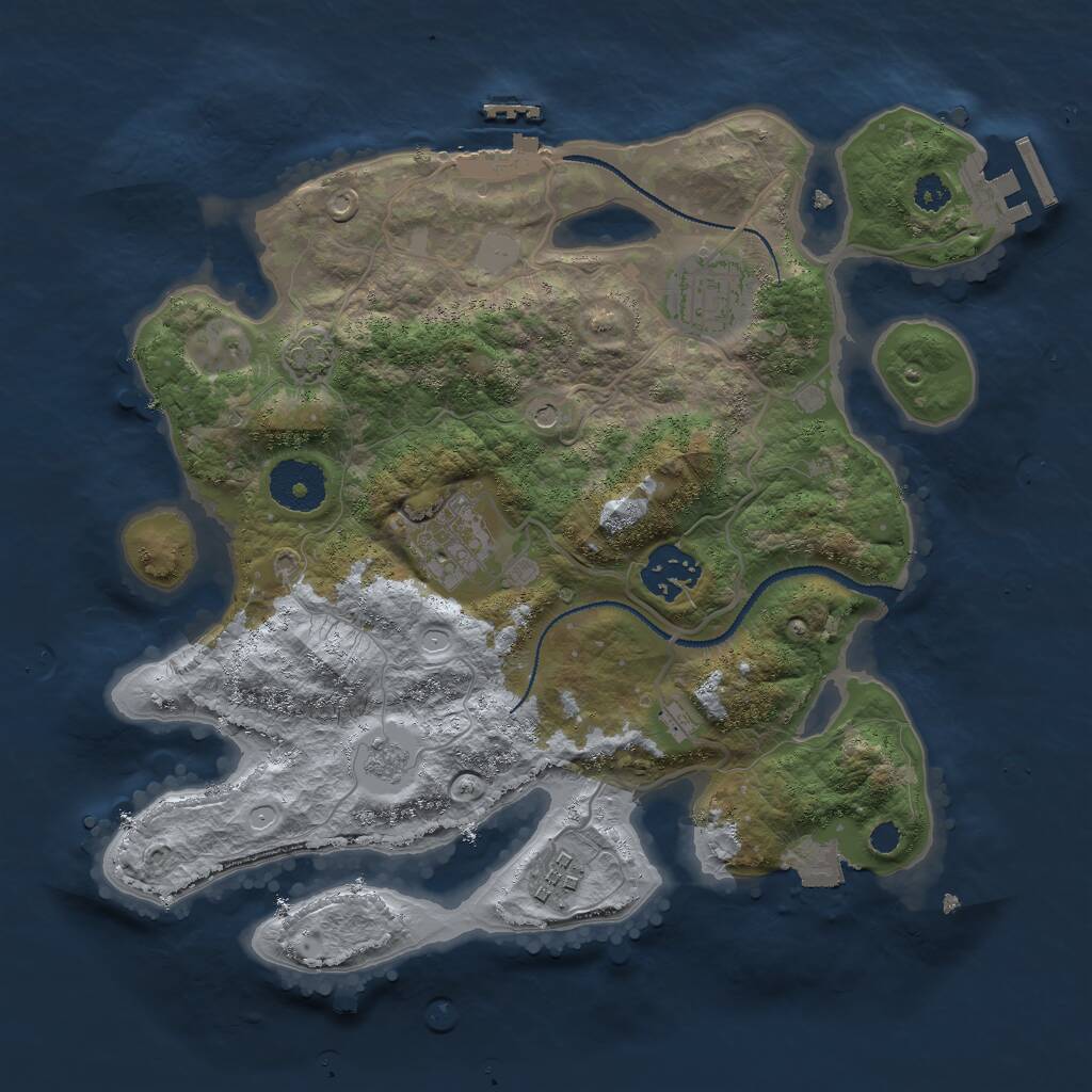 Rust Map: Procedural Map, Size: 3000, Seed: 394385991, 10 Monuments