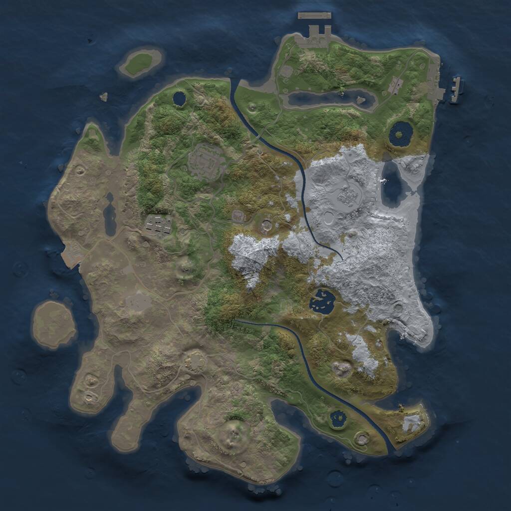 Rust Map: Procedural Map, Size: 3100, Seed: 17670, 9 Monuments