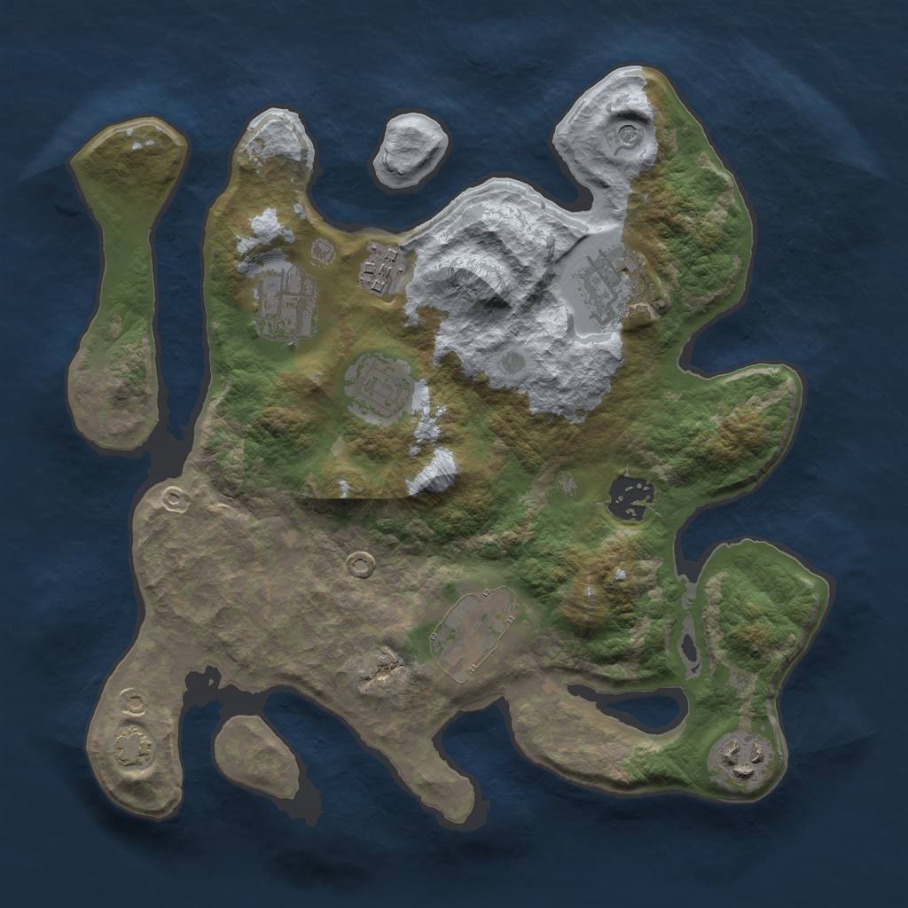 Rust Map: Barren, Size: 3000, Seed: 1456328, 11 Monuments