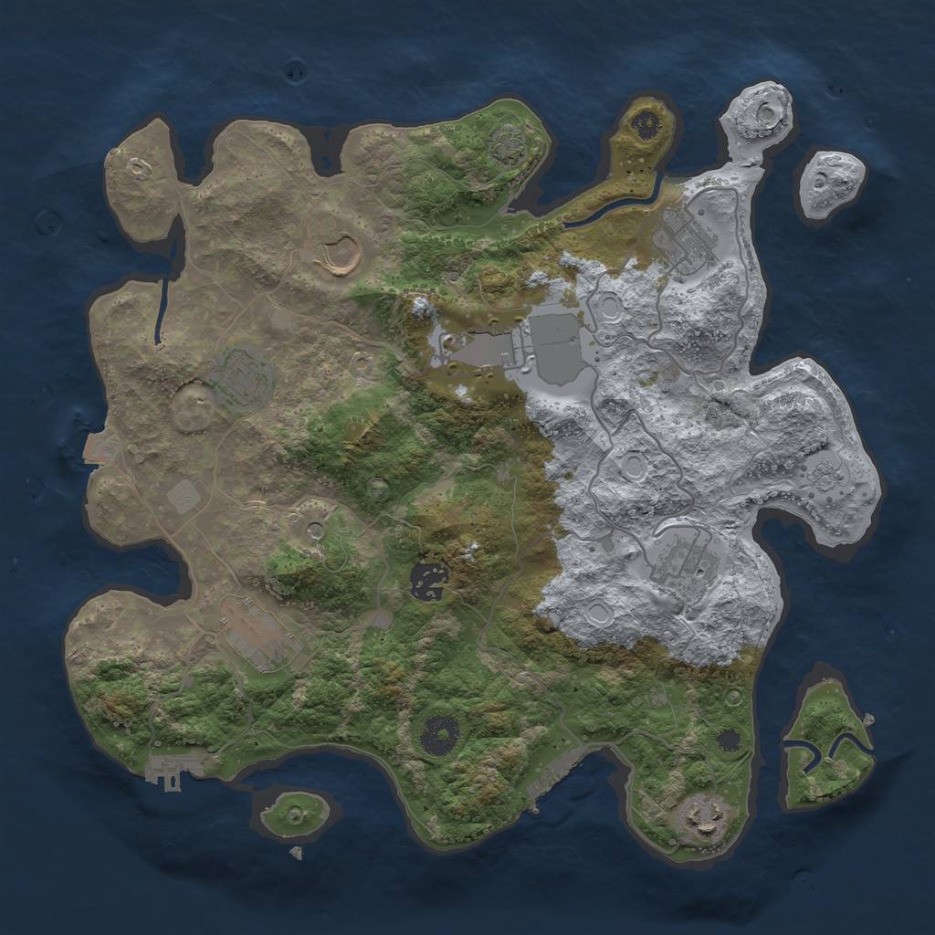 Rust Map: Procedural Map, Size: 3500, Seed: 66580310, 16 Monuments