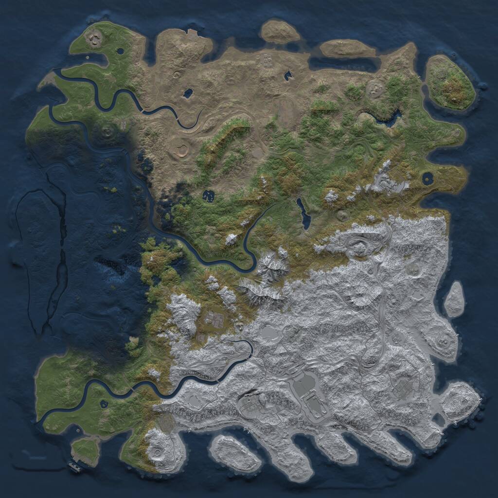 Rust Map: Procedural Map, Size: 6000, Seed: 2128089089, 17 Monuments