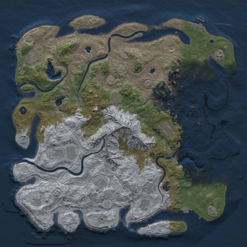 Rust Map: Procedural Map, Size: 5000, Seed: 1173211476, 17 Monuments