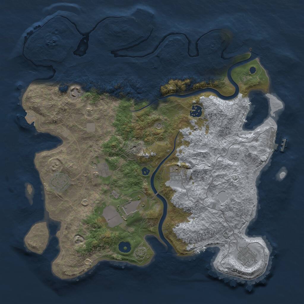 Rust Map: Procedural Map, Size: 3750, Seed: 890609117, 13 Monuments