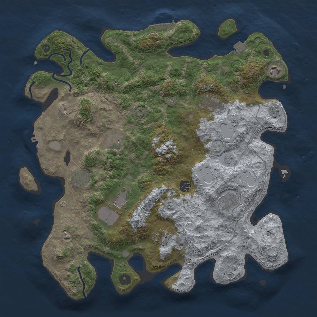 Rust Map: Procedural Map, Size: 4100, Seed: 72589929, 17 Monuments