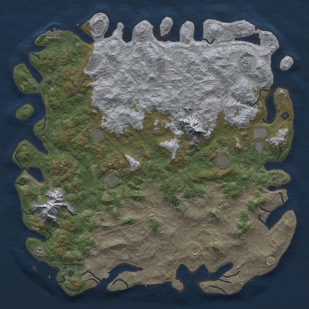 Rust Map: Procedural Map, Size: 6000, Seed: 715510305, 19 Monuments