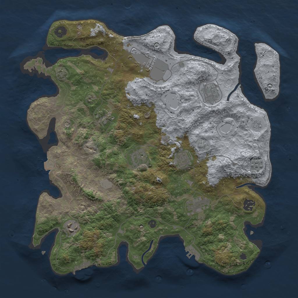 Rust Map: Procedural Map, Size: 3800, Seed: 1738182537, 17 Monuments