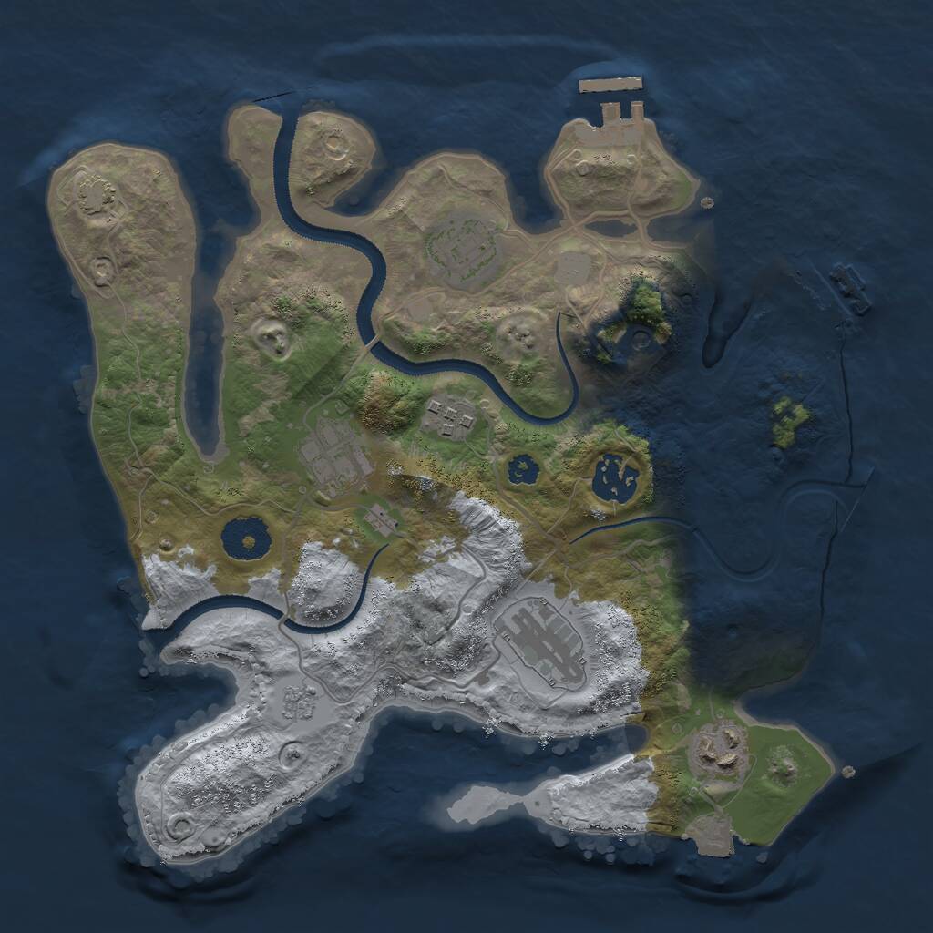 Rust Map: Procedural Map, Size: 3000, Seed: 7291583, 12 Monuments