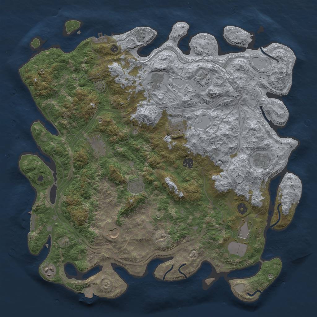 Rust Map: Procedural Map, Size: 4500, Seed: 1833144767, 19 Monuments