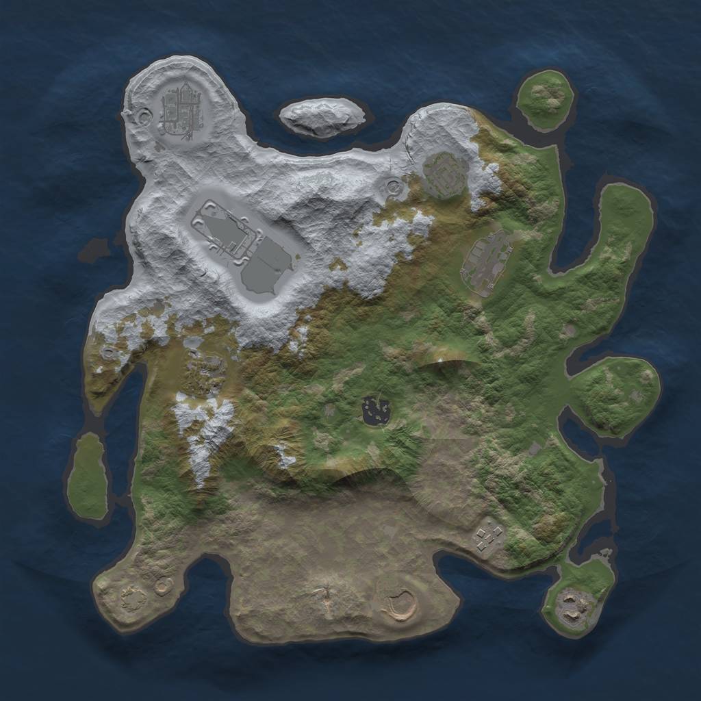 Rust Map: Barren, Size: 3500, Seed: 105659329, 13 Monuments