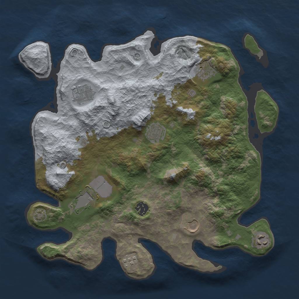 Rust Map: Barren, Size: 3500, Seed: 1494639462, 12 Monuments